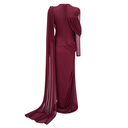 Manon Red Asymmetrical Ribbon Ruched Maxi Dress - Aura Muse