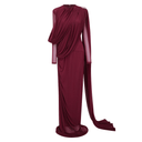 Manon Red Asymmetrical Ribbon Ruched Maxi Dress - Aura Muse