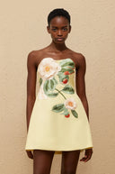 Margit Yellow Floral Embroidered Mini Dress - Aura Muse