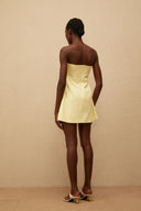 Margit Yellow Floral Embroidered Mini Dress - Aura Muse