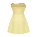 Margit Yellow Floral Embroidered Mini Dress - Aura Muse