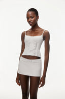 Marie Cream White Sleeveless Top & Low Rise Skirt Set - Aura Muse