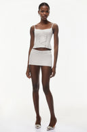 Marie Cream White Sleeveless Top & Low Rise Skirt Set - Aura Muse
