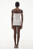 Marie Cream White Sleeveless Top & Low Rise Skirt Set - Aura Muse