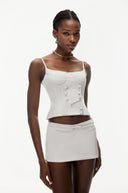 Marie Cream White Sleeveless Top & Low Rise Skirt Set - Aura Muse