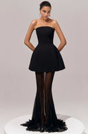 Marisa Black Corset Dress & Mesh Skirt Set - Aura Muse