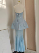 Marisa Blue Corset Dress & Mesh Skirt Set - Aura Muse