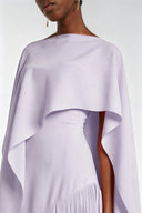 Marisol Lilac Fringe Maxi Dress with Cape Effect - Aura Muse