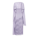 Marisol Lilac Fringe Maxi Dress with Cape Effect - Aura Muse
