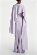 Marisol Lilac Fringe Maxi Dress with Cape Effect - Aura Muse