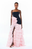Martina Color Block Floral Applique Layered Maxi Dress - Aura Muse