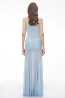 Martine Blue Draped Ruched Maxi Dress - Aura Muse