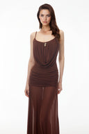 Martine Brown Draped Ruched Maxi Dress - Aura Muse