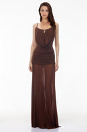 Martine Brown Draped Ruched Maxi Dress - Aura Muse