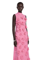 Matilda Pink Sleeveless Maxi Dress with Faux Flower & Bow-Tie Embellishment - Aura Muse
