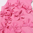 Matilda Pink Sleeveless Maxi Dress with Faux Flower & Bow - Tie Embellishment - Aura Muse