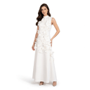 Matilda White Sleeveless Maxi Dress with Faux Flower & Bow - Tie Embellishment - Aura Muse