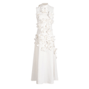 Matilda White Sleeveless Maxi Dress with Faux Flower & Bow - Tie Embellishment - Aura Muse