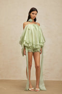 Milena Green 3D Petal Tulle Top & Shorts Set - Aura Muse