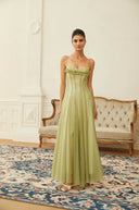 Mireille Ruffled Shirred Tulle Maxi Dress - Aura Muse
