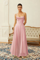 Mireille Ruffled Shirred Tulle Maxi Dress - Aura Muse