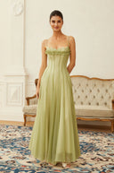 Mireille Ruffled Shirred Tulle Maxi Dress - Aura Muse