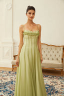 Mireille Ruffled Shirred Tulle Maxi Dress - Aura Muse
