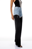 Myrtle Black Frayed Denim Panel Trousers - Aura Muse