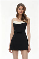 Nadine Black Color Block Mini Dress - Aura Muse