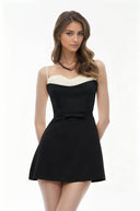 Nadine Black Color Block Mini Dress - Aura Muse