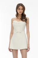 Nadine Cream White Color Block Mini Dress - Aura Muse