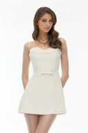 Nadine Cream White Color Block Mini Dress - Aura Muse