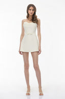 Nadine Cream White Color Block Mini Dress - Aura Muse