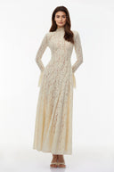 Nellie White Mock Neck Floral Lace Maxi Dress - Aura Muse