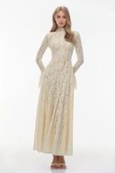 Nerida White Mock Neck Floral Lace Maxi Dress - Aura Muse