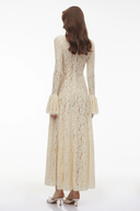 Nerida White Mock Neck Floral Lace Maxi Dress - Aura Muse
