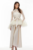 Norma Neutral Semi-Sheer Blouse & Dress Set - Aura Muse