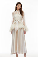 Norma Neutral Semi-Sheer Blouse & Dress Set - Aura Muse