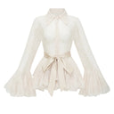 Norma Neutral Semi-Sheer Blouse & Dress Set - Aura Muse