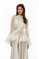 Norma Neutral Semi-Sheer Blouse & Dress Set - Aura Muse