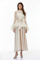 Norma Neutral Semi-Sheer Blouse & Dress Set - Aura Muse