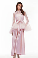 Norma Pink Semi-Sheer Blouse & Dress Set - Aura Muse