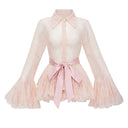 Norma Pink Semi-Sheer Blouse & Dress Set - Aura Muse