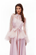 Norma Pink Semi-Sheer Blouse & Dress Set - Aura Muse
