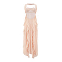 Octavia Pink Chiffon Ruffle Halterneck Maxi Dress - Aura Muse