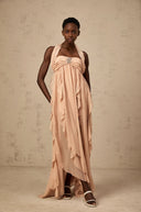 Octavia Pink Chiffon Ruffle Halterneck Maxi Dress - Aura Muse