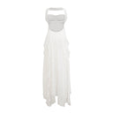 Octavia Pink Chiffon Ruffle Halterneck Maxi Dress - Aura Muse