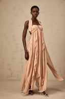 Octavia Pink Chiffon Ruffle Halterneck Maxi Dress - Aura Muse