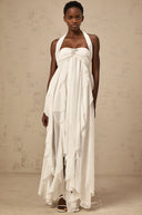 Octavia White Chiffon Ruffle Halterneck Maxi Dress - Aura Muse