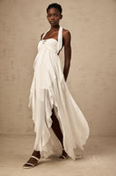 Octavia White Chiffon Ruffle Halterneck Maxi Dress - Aura Muse